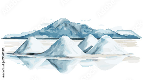 Salar de Uyuni. Salar de Uyuni hand drawn watercolor illustration