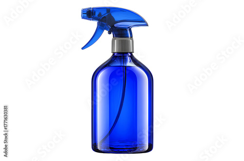  blue spray bottle with window cleaning liquid, isolated on a transparent background 