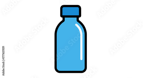 A vibrant blue water bottle stands out against a sleek transparent background, ready for refreshment and hydration needs.