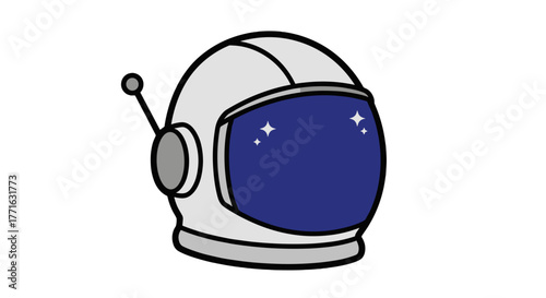 Illustration of an astronaut's helmet on a transparent background, showcasing a sense of exploration and adventure in outer space.