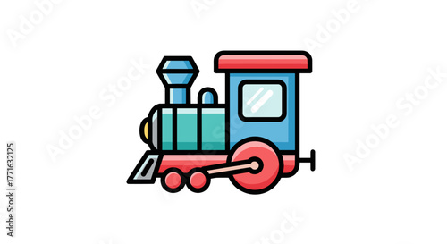 Whimsical train icon on a transparent background. A cheerful symbol that captures the essence of childhood wonder and transportation.
