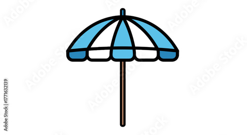 A vibrant illustration of a beach umbrella, a symbol of sunny days, vacation vibes, and carefree relaxation outdoors.