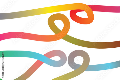 Intertwined Abstract Gradient Ribbons Forming Loops on a White Background vector illustration