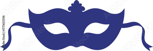 Elegant venetian carnival mask with ribbons on turquoise background isolated