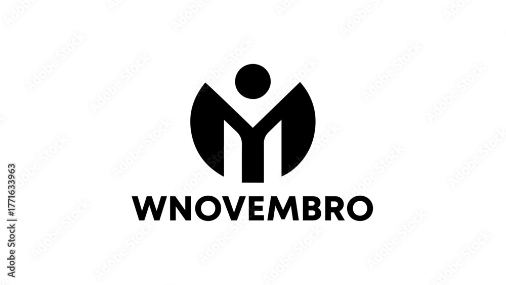 Obraz premium wnovembro azul minimal black and white logo vector icon, 抽象 Logo, لوگو مفهومی, Symbolic Logo Design, Conceptual Logo Design, Ribbon Health Logo, White Ribbon Cancer Logo Design, m lettre logo, m logo