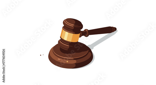 Gavel icon with wooden texture and shadow for legal and justice themes
