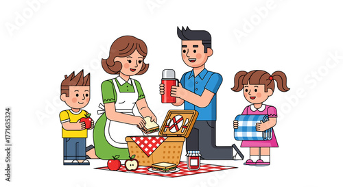 Family enjoying picnic
