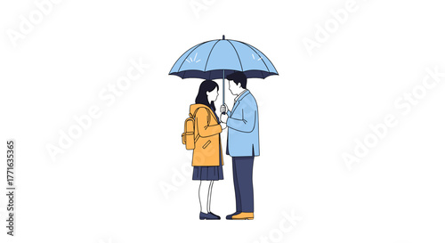 Couple under an umbrella.