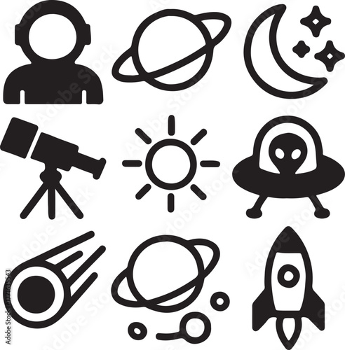 set of vector icons of space