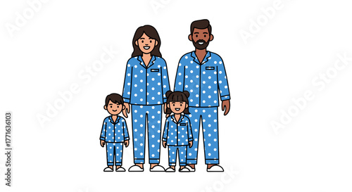 Family illustration with pajama.