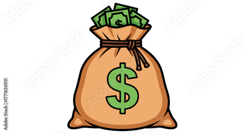 Money bag full of cash.