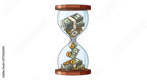 Hourglass with money.