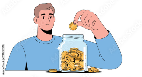 Saving Money in a Jar.