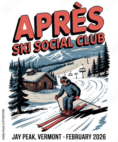 apres ski social club adventure t shirt design