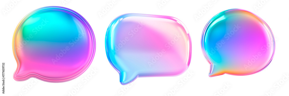 Obraz premium 3D speech bubbles isolated on white background. PNG set.