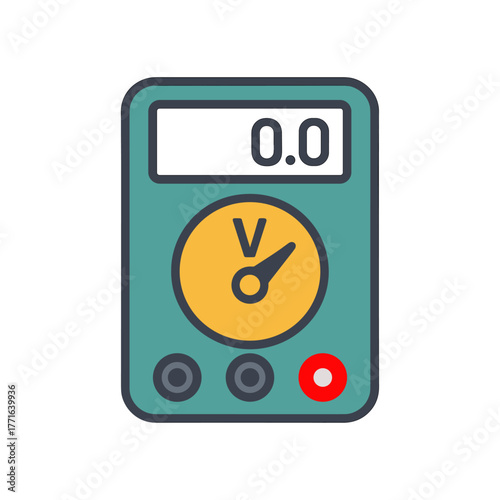 Voltmeter icon logo flat vector design