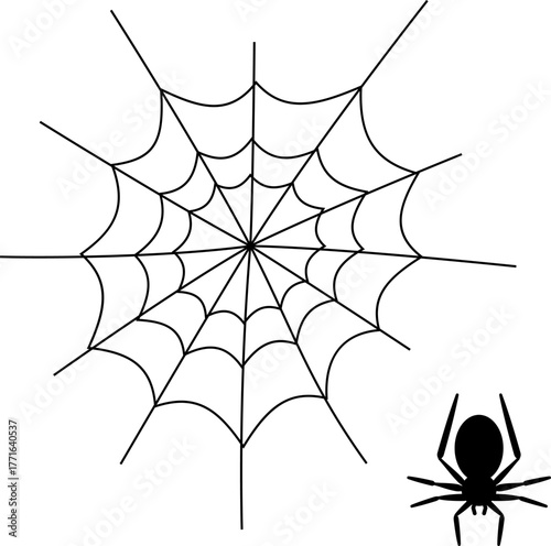 ハロウィンの蜘蛛と蜘蛛の巣のイラスト2