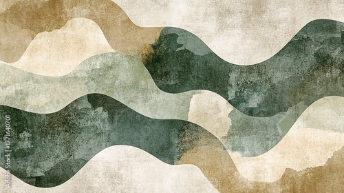 Abstract watercolor painting with earthy tones and flowing shapes for a serene and organic background art