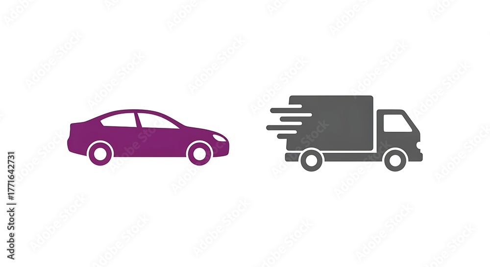 Fototapeta premium Car transportation delivery vehicle truck automobile automotive shipping transport service icon