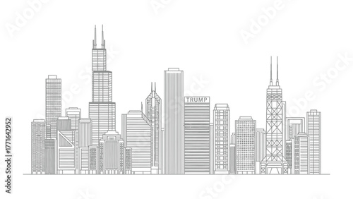 Urban Skyline of Buildings: A monochrome view of skyscrapers reaching towards the sky, showcasing the architectural brilliance of modern urban design. 