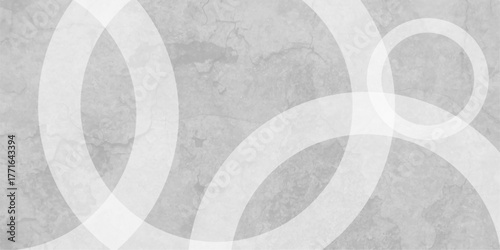 White abstract background with white circle rings in faded distressed vintage grunge texture design. Geometric Natural Texture Decor. old geometric pattern paper in modern art design .