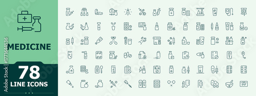 Medicine simple line icon set. Collection of simple line web icons. Vector illustration. Pixel perfect. Body related icon set. Pictograms of urology, body and more.