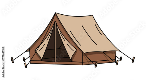 Classic Canvas Camping Tent Vector: Outdoor Adventure & Wilderness Icon