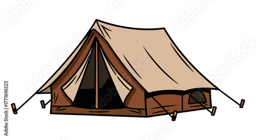 Classic Canvas Camping Tent Vector: Outdoor Adventure & Wilderness Icon