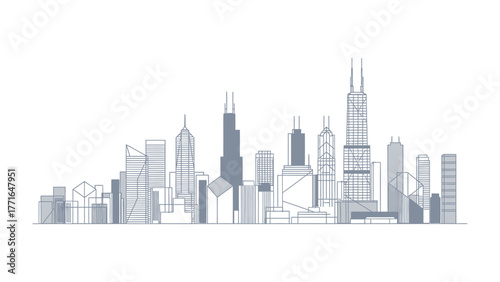 Urban Skyline: A modern city skyline showcases a panorama of towering structures and sleek designs, celebrating the dynamic essence of a vibrant urban area.