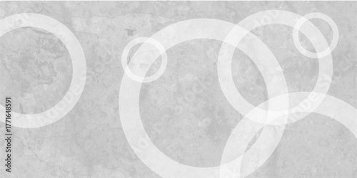 White abstract background with white circle rings in faded distressed vintage grunge texture design. Geometric Natural Texture Decor. old geometric pattern paper in modern art design .