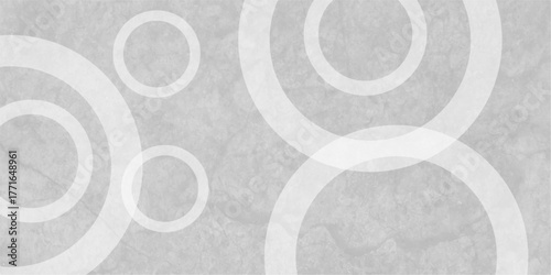 White abstract background with white circle rings in faded distressed vintage grunge texture design. Geometric Natural Texture Decor. old geometric pattern paper in modern art design .