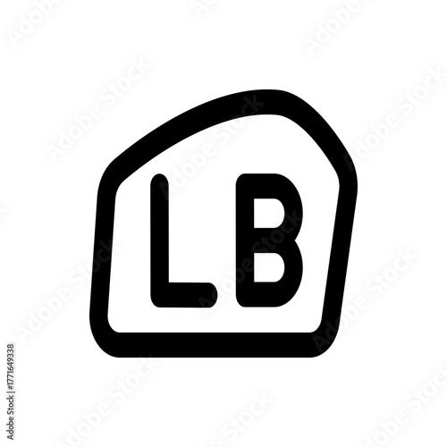 Black outlined shape containing the letters l and b in bold font on a white background image design