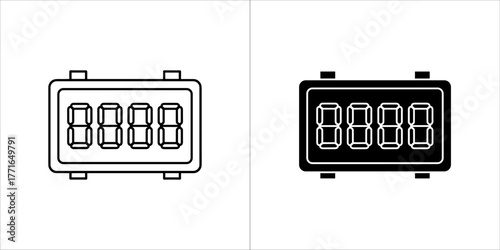 Digital counter icon in outline and glyph style electronic number symbol