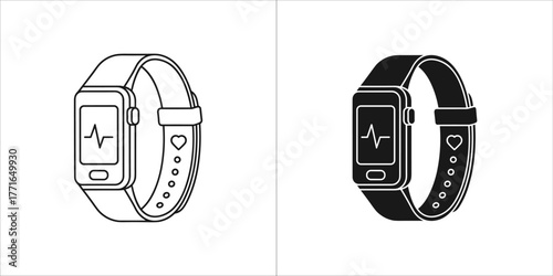 Smartwatch, a simple icon representing wearable technology and fitness tracking