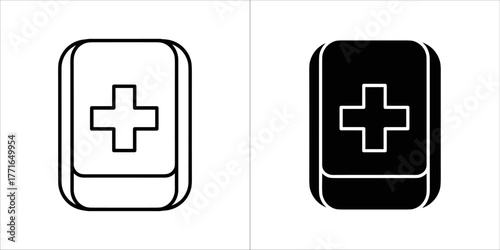 First aid kit icon in outline and glyph style medical kit symbol concept