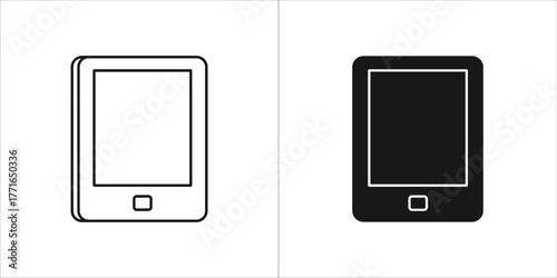 Illustration of tablet computer in black and white modern technology concept