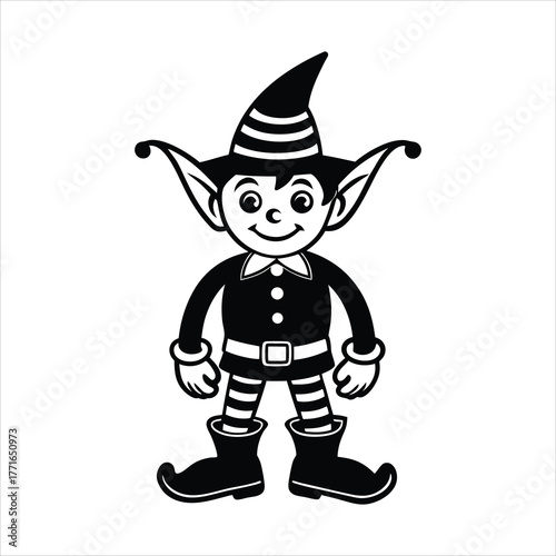 Playful elf character with pointy hat and boots