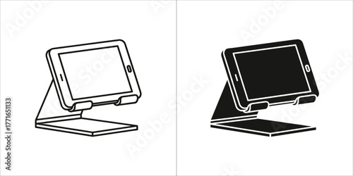 Tablet on stand, representing digital device, convenience, and accessibility