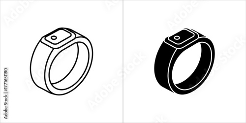 Smart ring icon, wearable technology sign, vector illustration, outline style