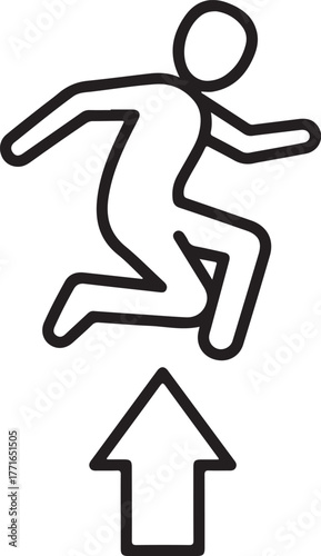 Dynamic figure leaping upward symbolizing progress achievement success and forward momentum