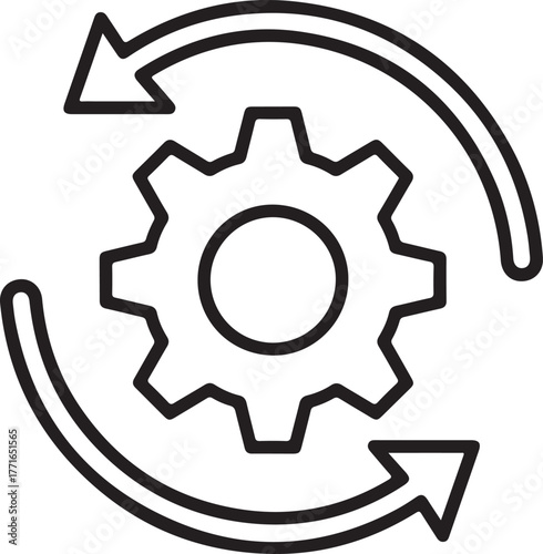 Business process flow gear workflow automation cycle concept icon representing continuous operation and efficient mechanical systems