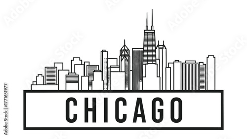 Chicago Skyline Illustration: A monochromatic illustration captures the essence of Chicago's iconic skyline, showcasing its architectural marvels and urban sophistication.