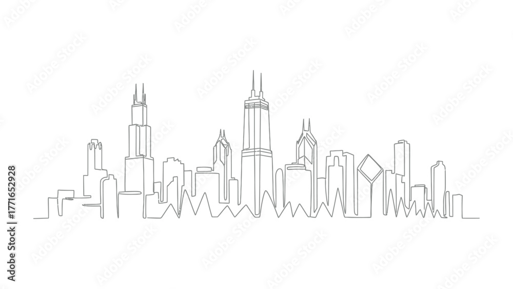 Fototapeta premium Urban Silhouette: An abstract representation of a metropolitan skyline, a sophisticated illustration of urban architecture and cityscapes.