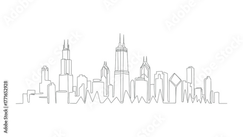 Urban Silhouette: An abstract representation of a metropolitan skyline, a sophisticated illustration of urban architecture and cityscapes.