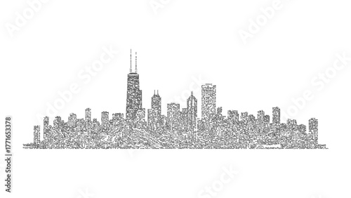 Urban Tapestry: A finely detailed sketch of a cityscape, revealing a complex web of architecture and design. The intricate lines weave together to represent a thriving metropolis.