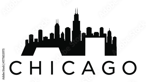 Chicago Skyline: The iconic Chicago skyline silhouette stands tall, a testament to urban architecture and dynamic cityscapes. This minimalist design celebrates the architectural marvels.