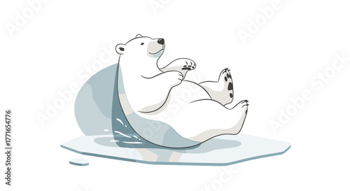 Polar bear playfully slipping on ice while enjoying winter fun  
