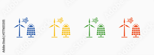 Renewable Energy Icon Set Color Multiple Style Collection