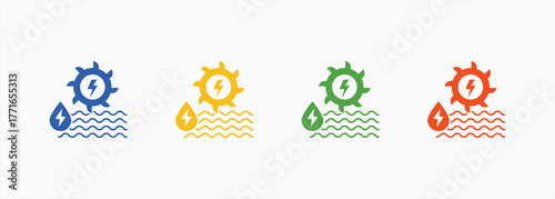 Hidropower Energy Icon Set Color Multiple Style Collection