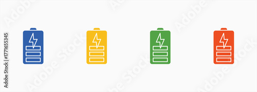 Power Cell Icon Set Color Multiple Style Collection